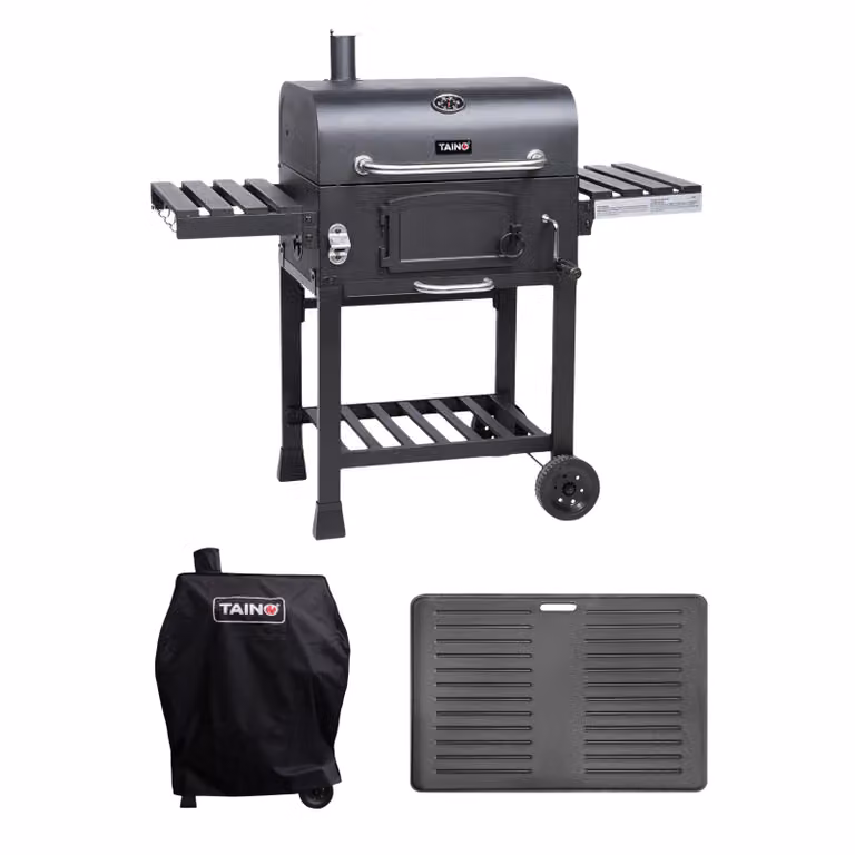 TAINO HERO XL barbecue a carbonella set copertura griglia piastra affumicatore barbecue carrello BBQ