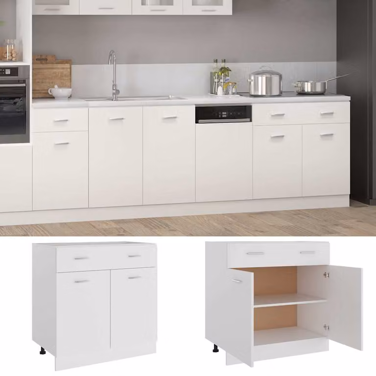 vidaXL Mobile Inferiore Cassetto “Lyon” Bianco 80x46x81,5cm