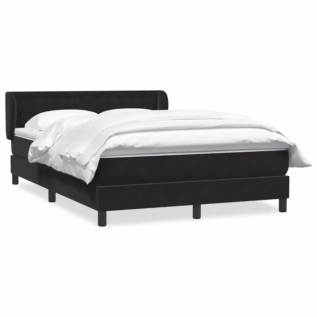 Letto con Giroletto a Molle e Materasso Ibrido vidaXL in Velluto Nero e Bianco L: 163 cm, P: 213 cm, H: 88 cm – 2