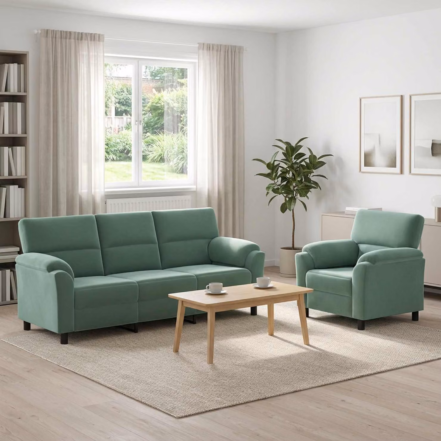 Set di 2 divani moderni vidaXL in velluto verde mare con struttura in metallo per il tuo soggiorno