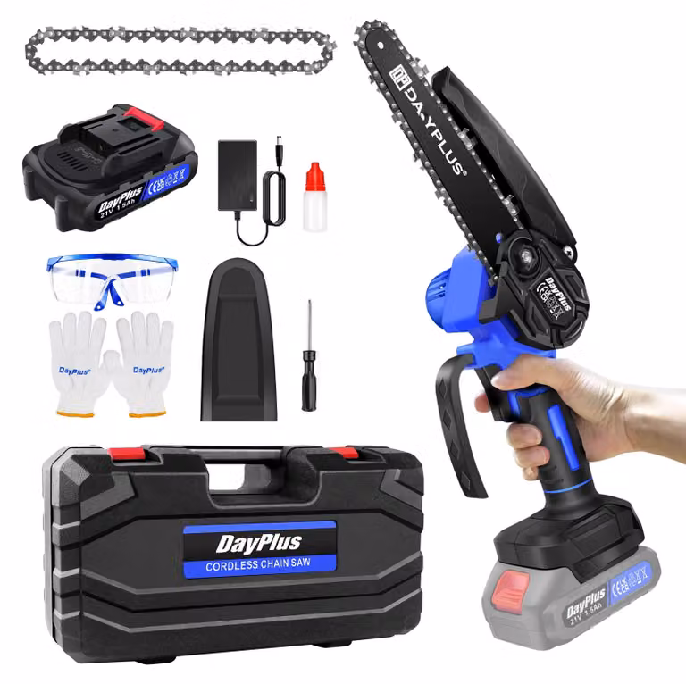 Troncatrice a catena portatile – Alimentata a batteria – Lame da 15 cm – Motore brushless – 550 W – Batteria da 1,5 Ah – Ideale per lavori di giardinaggio