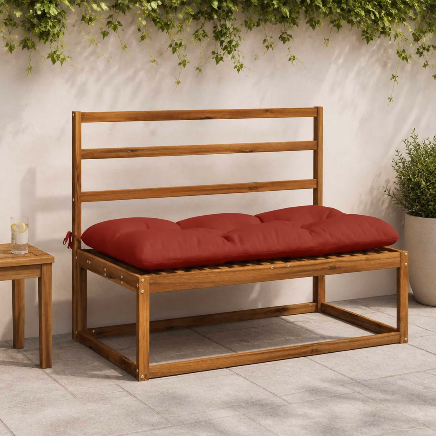 Set di 2 cuscini per panchina vidaXL VIANEN in poliestere rosso con imbottitura in schiuma e coperture lavabili