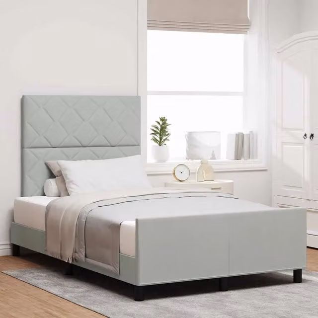 Letto a molle con testiera in velluto grigio vidaXL L/P/H: 200 x 120 x 280 cm
