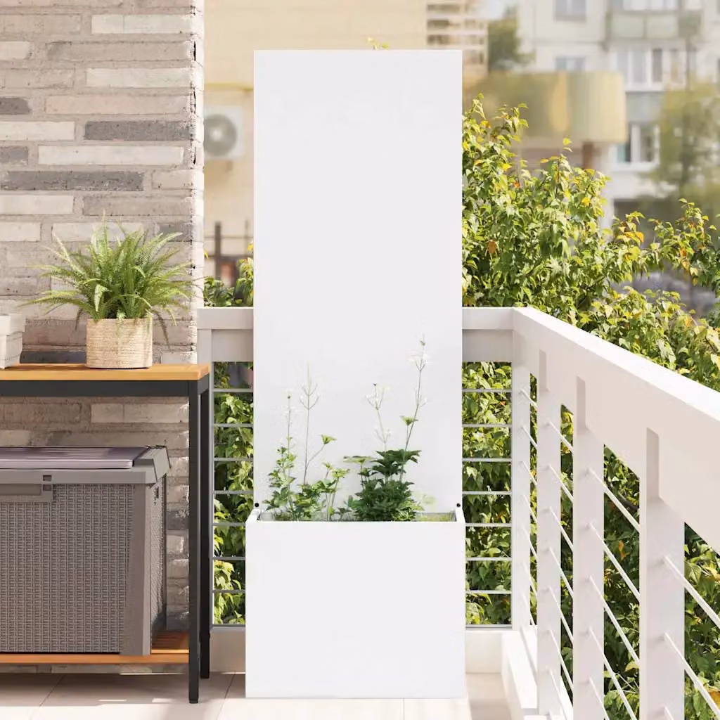 vidaXL Paravent per privacy in giardino traforato in acciaio bianco L/P/H: 50 x 32 x 150 cm