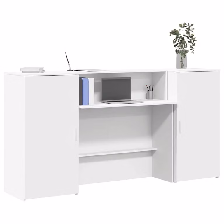 vidaXL Banco Reception Bianco Moderno in Legno Multistrato L: 200 cm, P: 50 cm, H: 103,5 cm