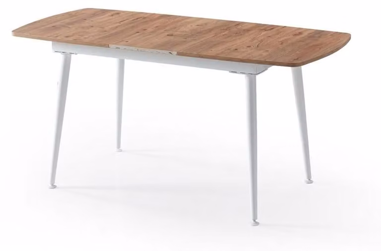 Tavolo da pranzo in legno, confortevole, moderno, allungabile, marrone, spazioso, bianco