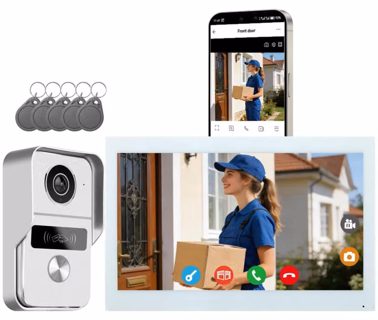 Videocitofono Wi-Fi - Telecamera 1080p a 2 fili - Schermo touchscreen da 10,1 pollici