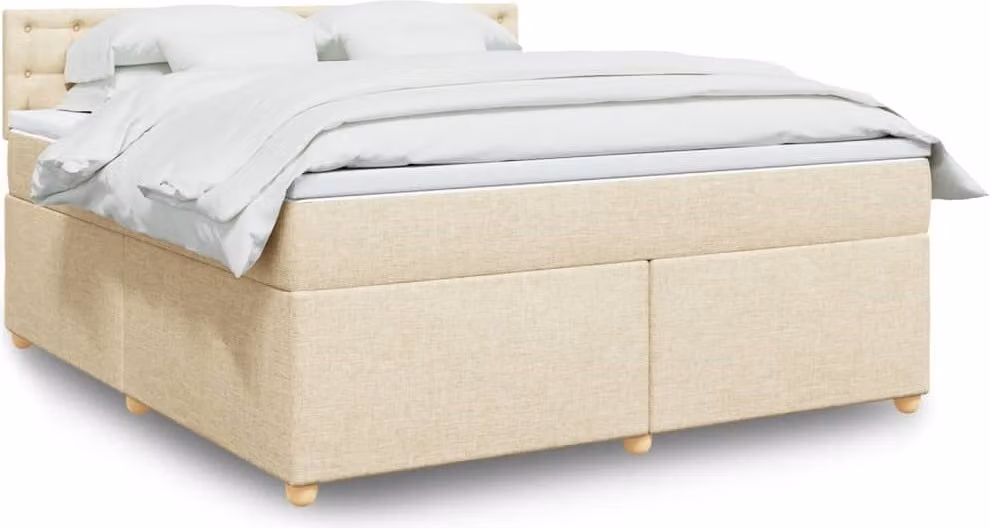 Maison Exclusive - Giroletto a Molle con Materasso Crema 180x200 cm in Tessuto