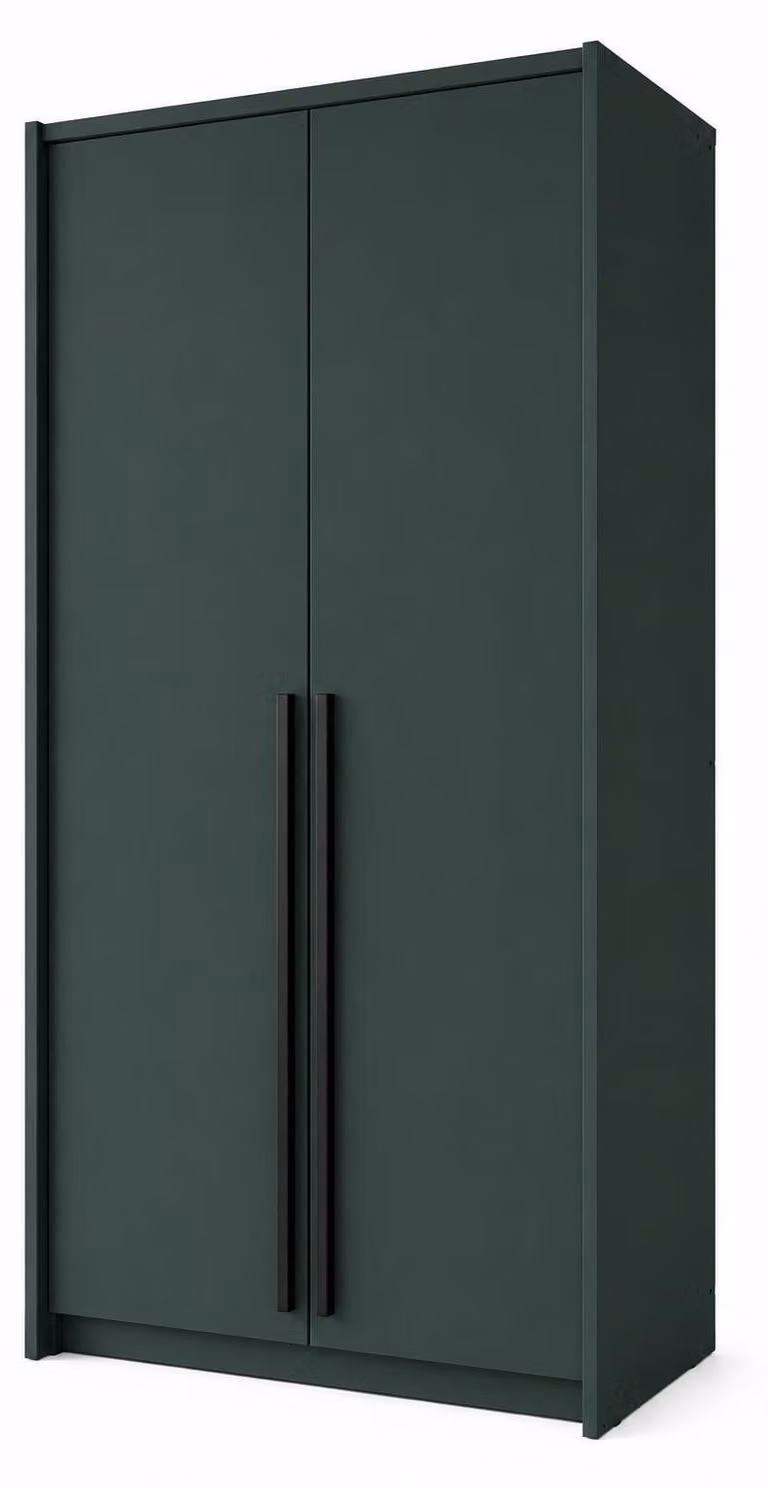 Armadio, colore verde bottiglia, dimensioni 105 x 217 cm, ripiani interni: 2 x 65 cm