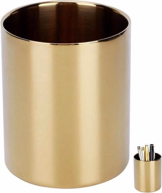Portapenne elegante in acciaio inossidabile, organizer da scrivania multifunzionale, contenitore da scrivania in metallo, pratico contenitore per fiori e cosmetici