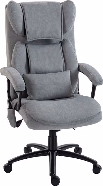 Sedia da ufficio ergonomica HOMCOM con massaggio a 4 punti, poltrona girevole con schienale alto a farfalla e braccioli, rivestimento in tessuto grigio – 1