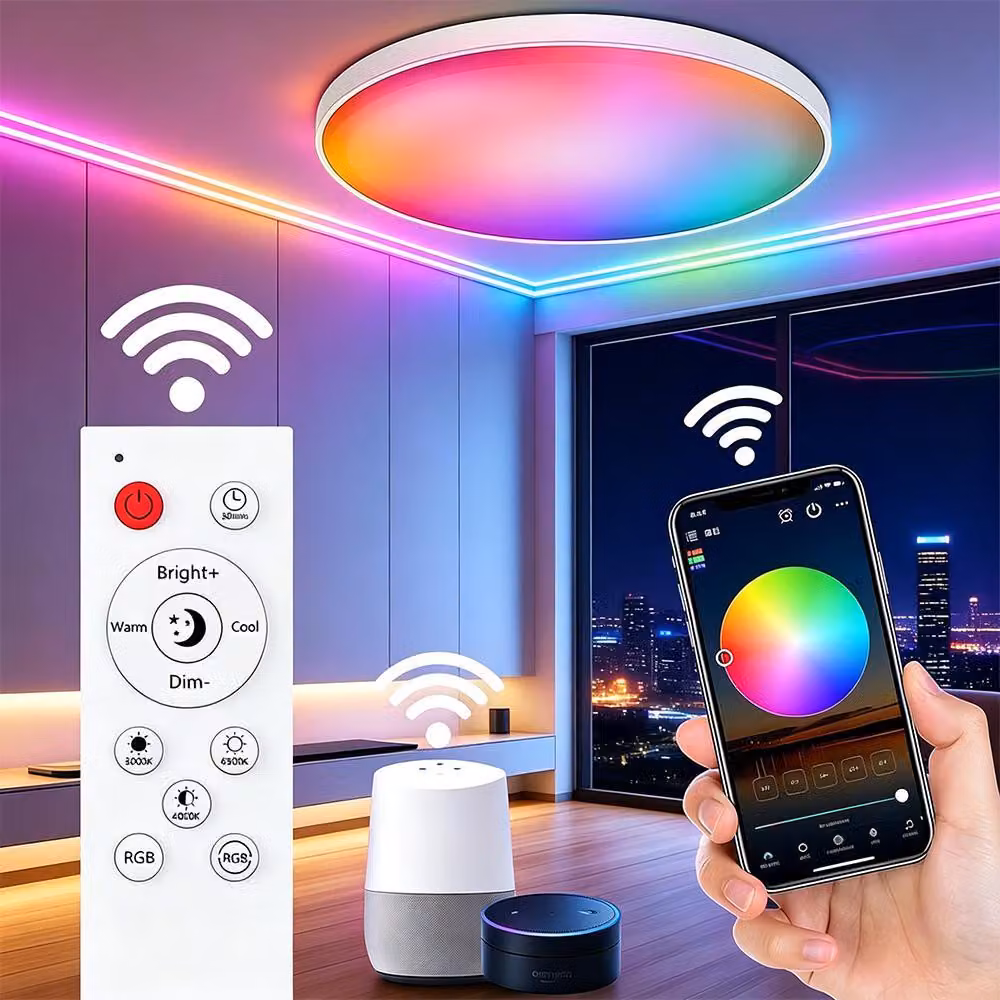 30W ha condotto la plafoniera RGB bianca dimmerabile con il telecomando Bluetooth WIFI Alexa Control Soggiorno camera da letto