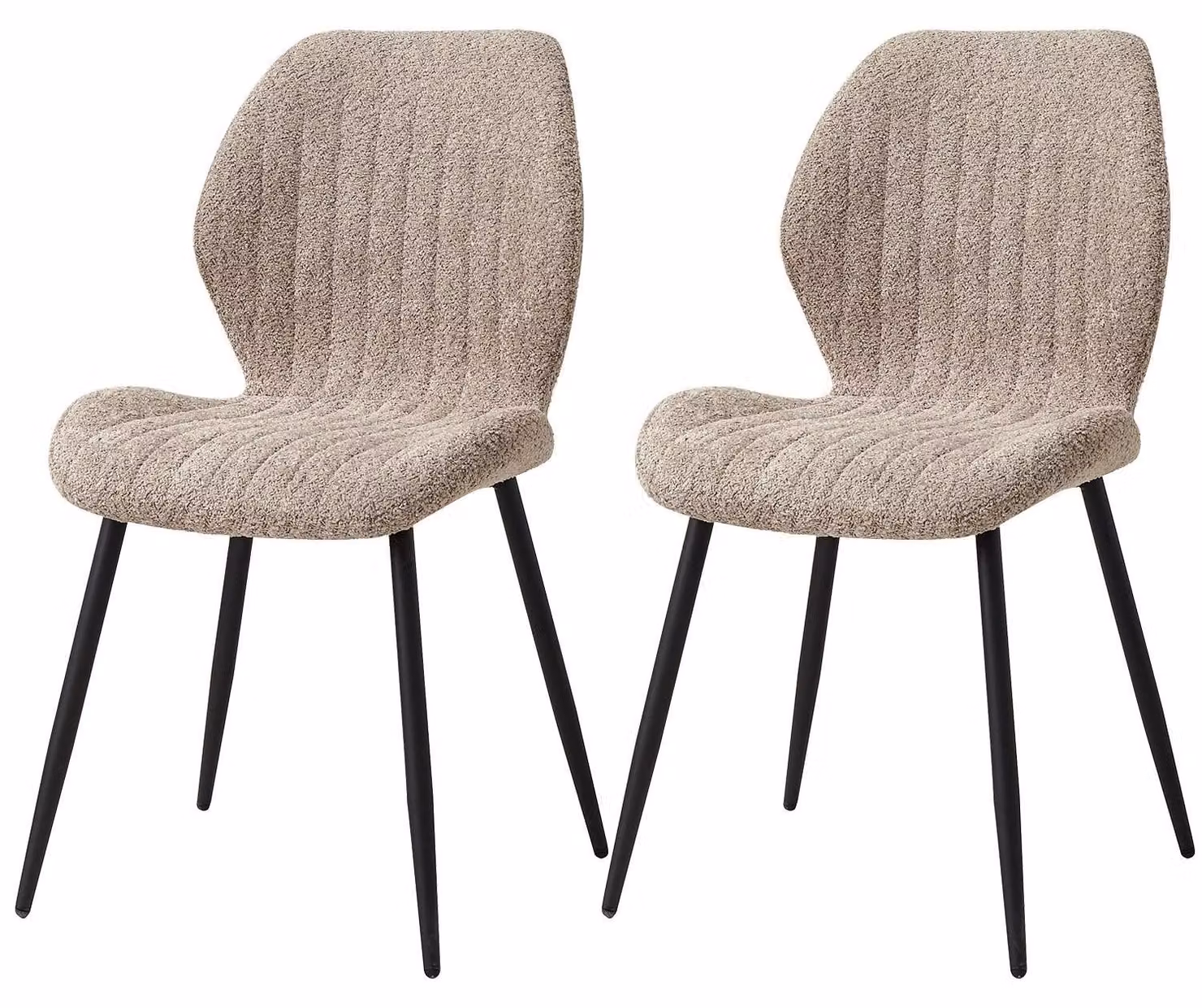 Set di 2 sedie da sala da pranzo - Sedie da cucina - Seduta imbottita in tessuto - Gambe in metallo - Design moderno - Senza braccioli - Facili da montare - Marrone
