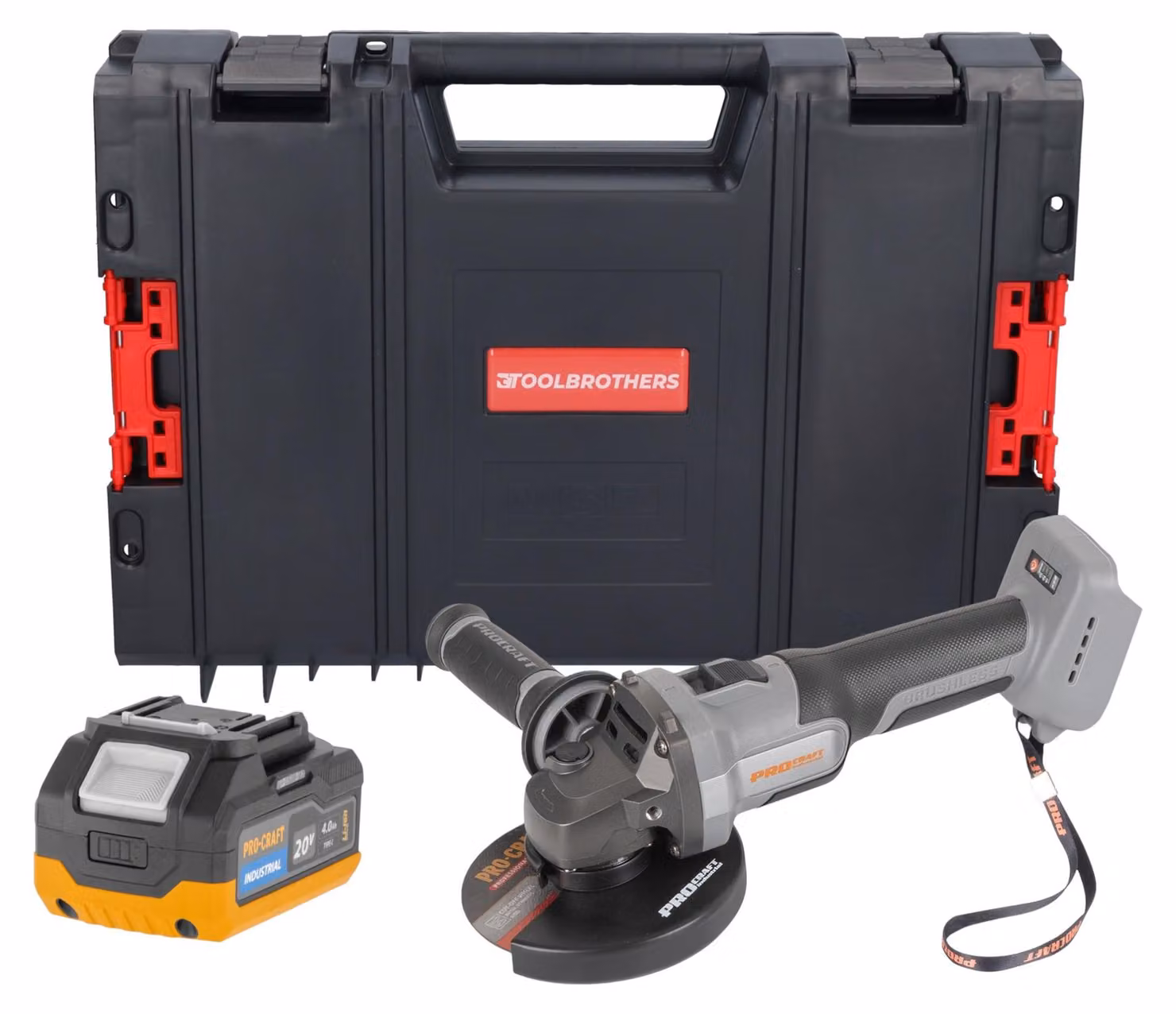 Procraft Industrial AG125Abb Smerigliatrice angolare a batteria 20 V 125 mm Brushless Solo - senza batteria, senza caricabatterie