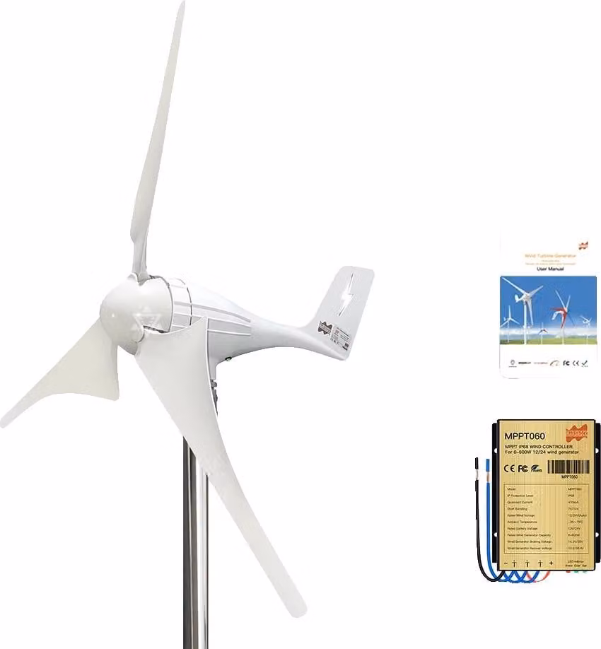 Generatore eolico, configurazione flessibile delle pale, design ad alta efficienza, 35 pale bianche, 600W, 12V
