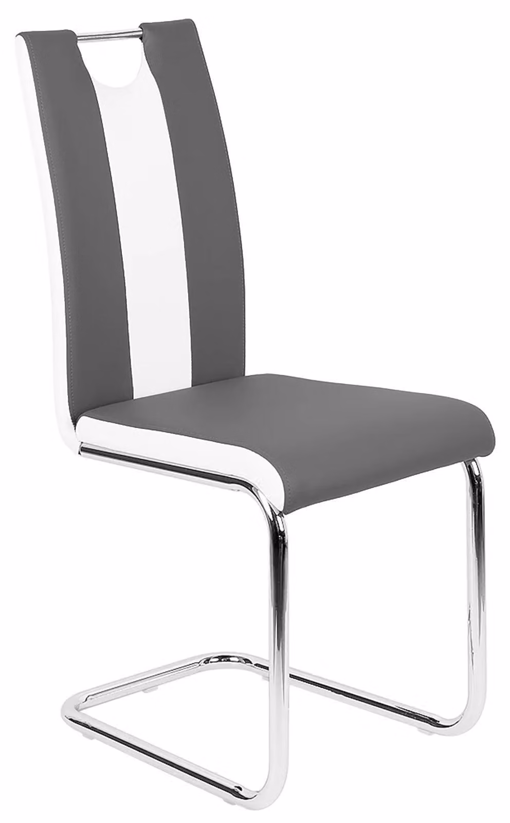 Set di 2 sedie da pranzo - Sedia da pranzo - Stile moderno minimalista - Struttura in metallo - Seduta imbottita - Senza braccioli - Montaggio richiesto - 43 x 58 cm - Grigio/Bianco