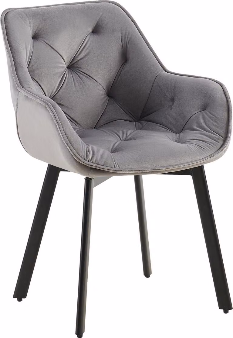 Poltrona da pranzo - poltrona in velluto, design girevole a 180°, comfort lussuoso | colore: grigio scuro