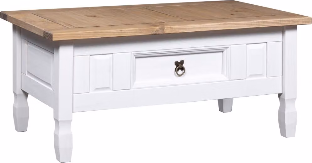 Tavolino Caffé Pino Messicano Range Bianco 100x55x44 cm