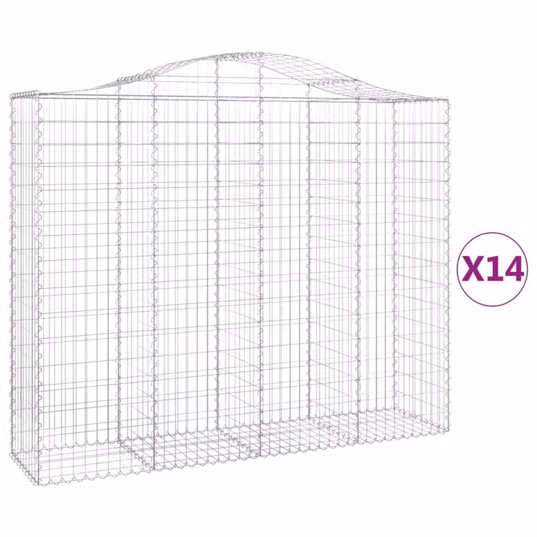 Cesti Gabbioni ad Arco 14 pz 200x50x160/180 cm Ferro Zincato