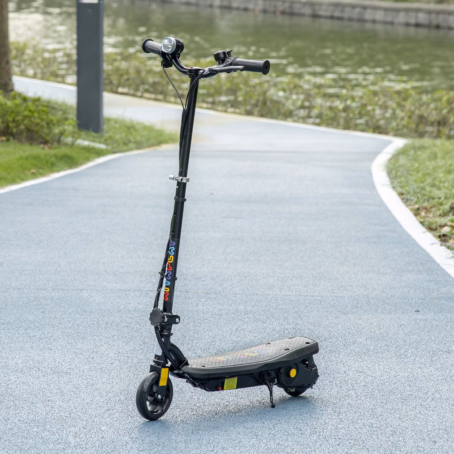 Monopattino elettrico pieghevole HOMCOM per bambini 7-14 anni, 120 W, velocità massima 12 km/h e autonomia fino a 10 km, nero – 2