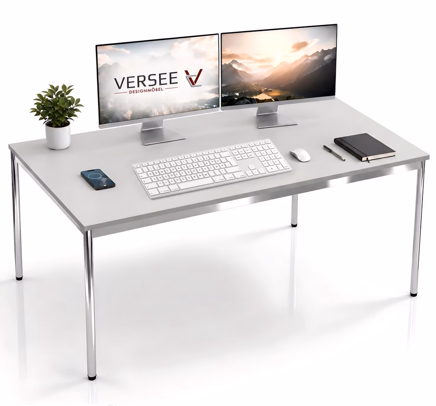Scrivania / tavolo da conferenza VERSEE VST1 160x70 cm grigio chiaro - regolabile in altezza, stabile