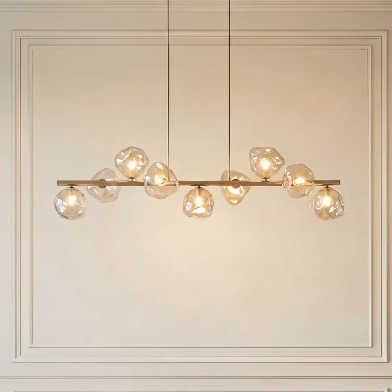 Lampada a sospensione in vetro Lava TK Lighting, dimmerabile, Crema / Ambra, Soggiorno / Sala da pranzo, Vetro, Lampada a sospensione