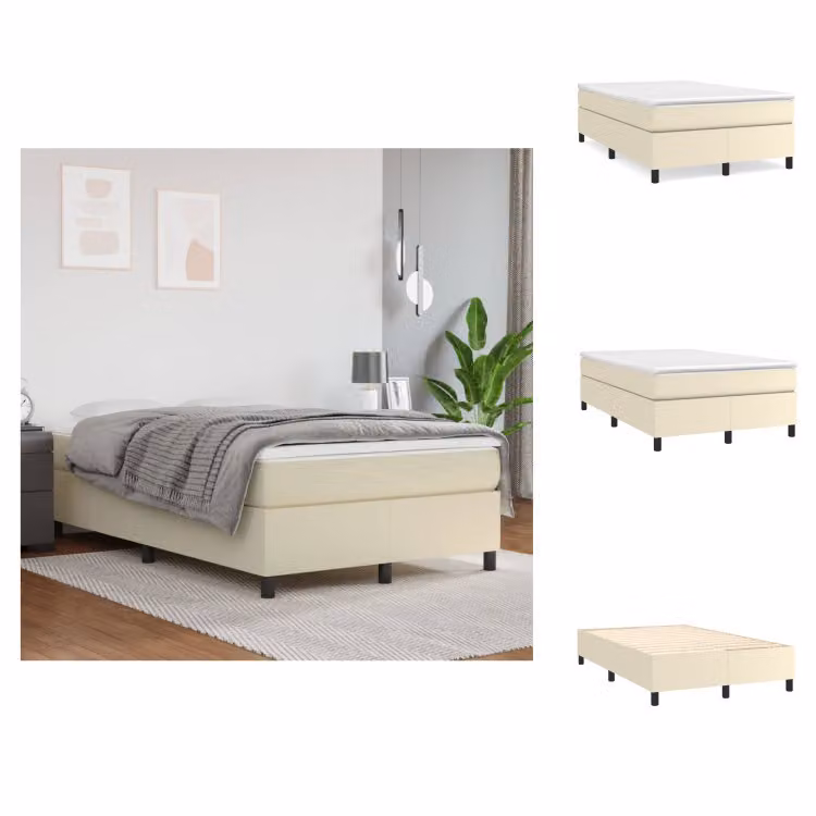 Letto boxspring con materasso VidaXL, color crema, 120x200 cm, in ecopelle -  Letti e reti