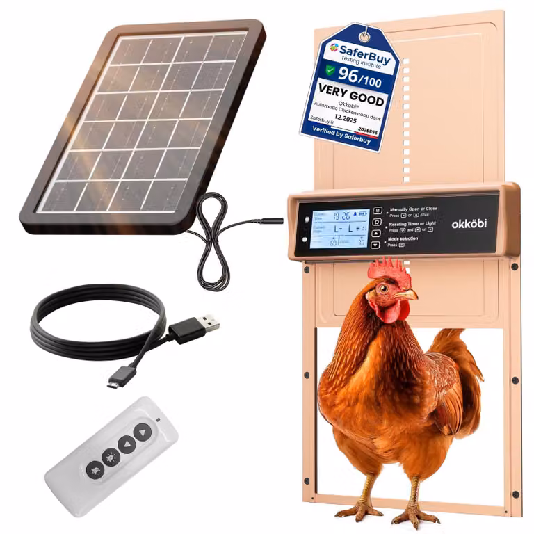Porta automatica per pollaio, alimentata a energia solare, con sensore di luce, foro di accesso da 24 cm, realizzata in acciaio legato