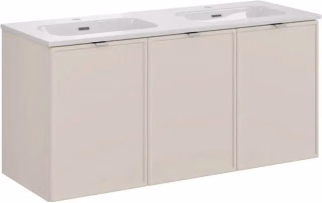 Set da bagno BRAZZA: mobile sotto lavabo 120cm + doppio lavabo incassato bianco