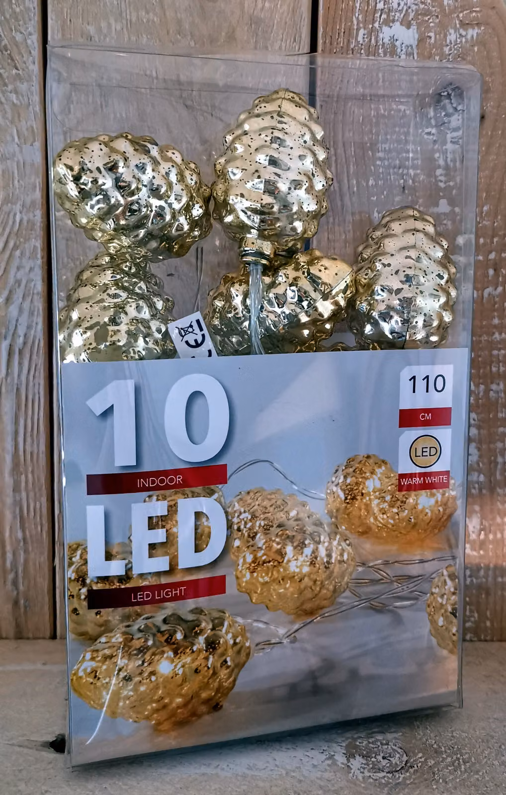 10 LED coni oro luci fiabesche batteria bianco caldo