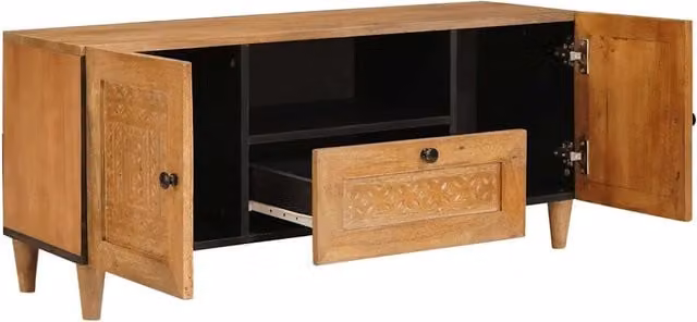 Mobile porta TV moderno DESIGN IN in legno multistrato color mango, L 105 x P 33 x H 46 cm