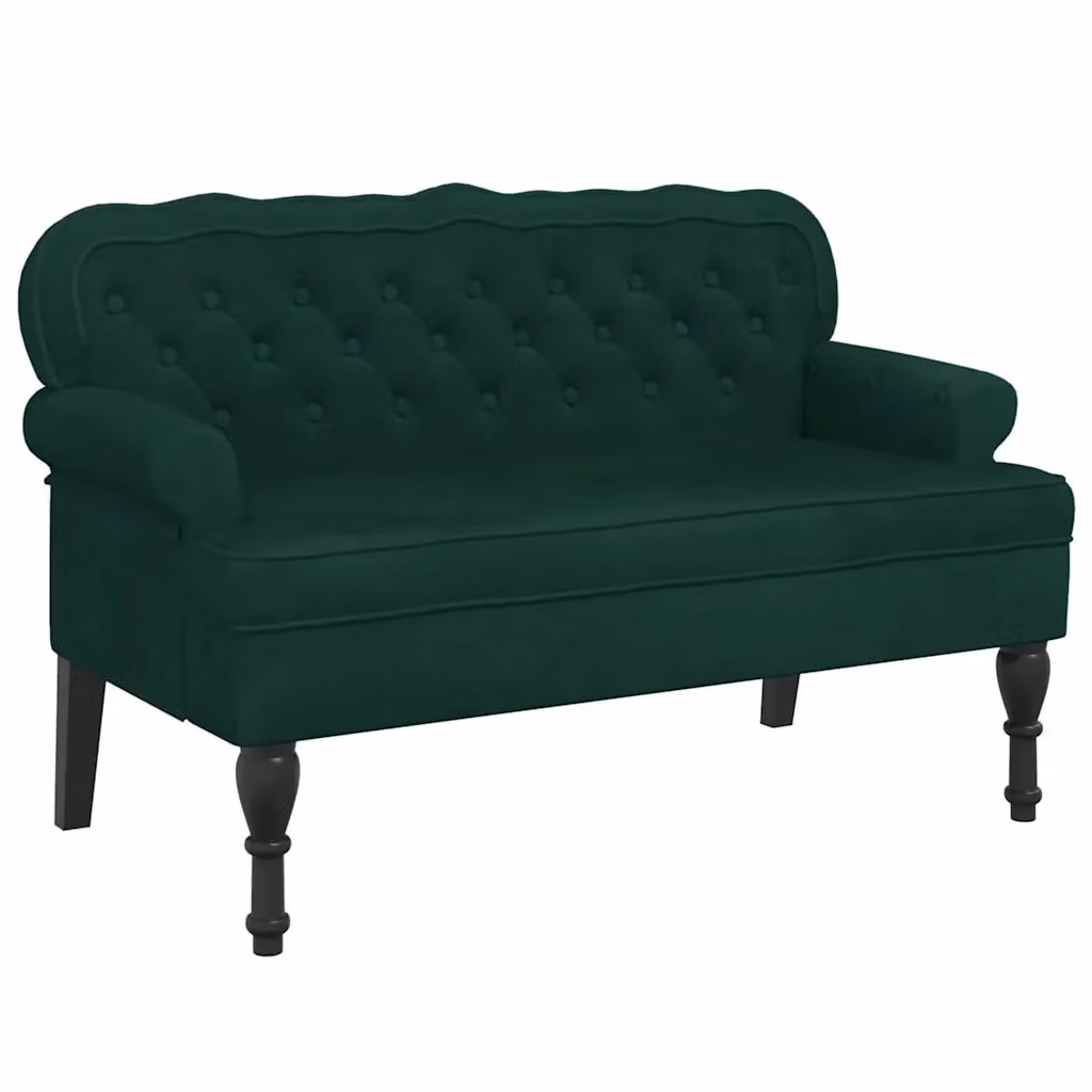 Panca con Schienale vidaXL in Velluto Verde L: 119,5 cm, P: 64,5 cm, H: 75 cm – 2