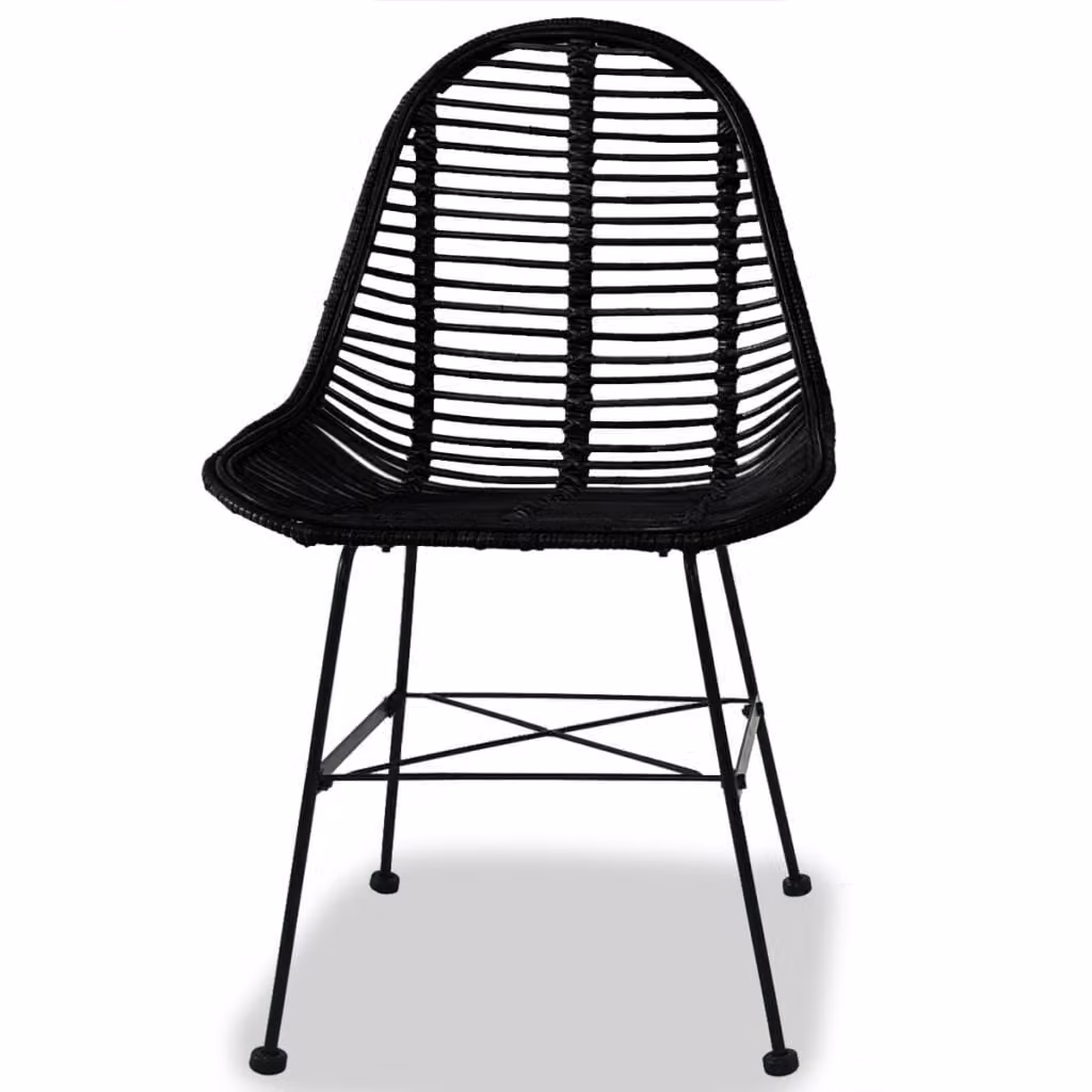 vidaXL Sedie da pranzo 4 pz. Rattan naturale nero
