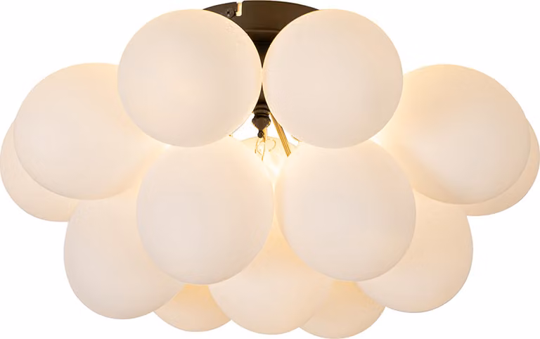 QAZQA - Lampada da soffitto in stile Art Déco | Lampada da soffitto | Lampada | Lampada nera con vetro opalino a 4 luci – Uvas | Soggiorno | Camera da letto - Sfera | Sferica - Compatibile con LED G9
