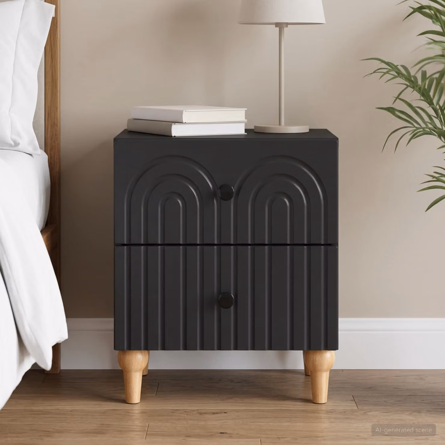 Armadio da notte moderno vidaXL nero in legno MDF L 43 x P 34,5 x H 48 cm