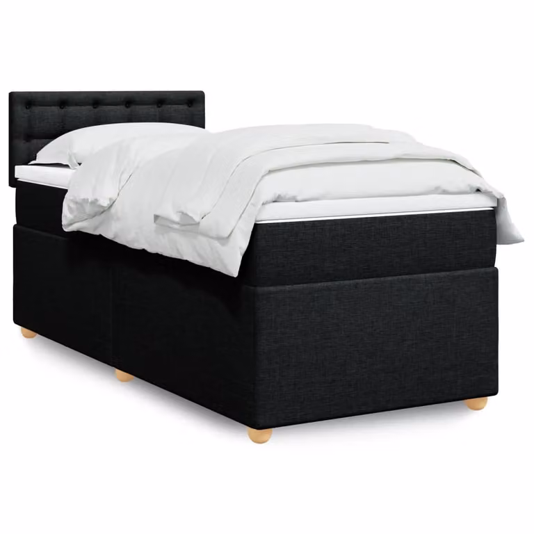 vidaXL Letto Ibrido con Giroletto a Molle e Materasso in Tessuto Nero e Bianco, L/P/H: 90 x 200 cm