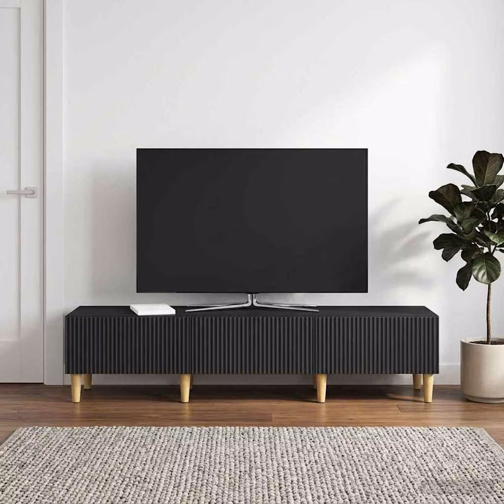 Mobile TV moderno vidaXL in legno ingegnerizzato nero L 147 cm x P 34,5 cm x H 30 cm