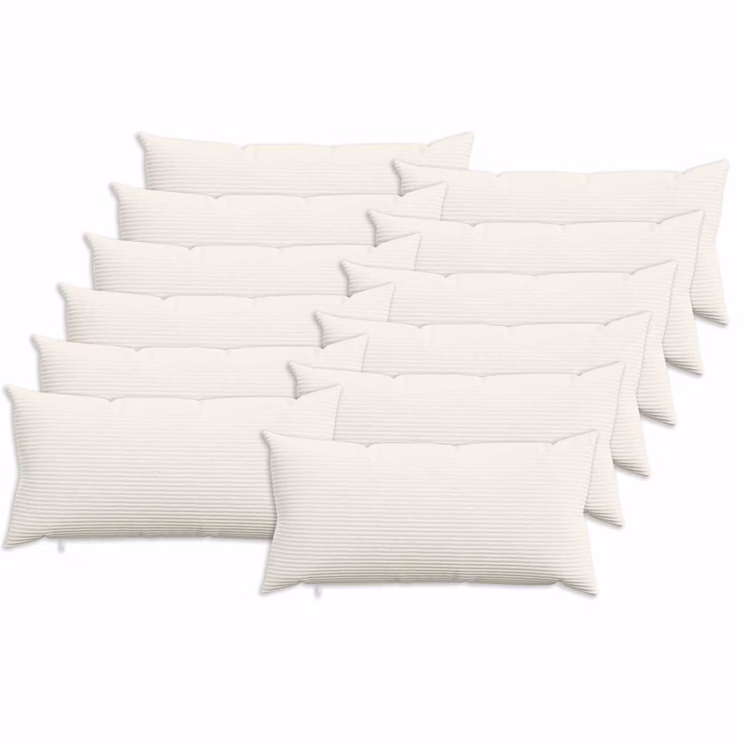 Set di 12 federe vidaXL HEERLEN in velluto a coste color crema, L 80 x P 40 cm