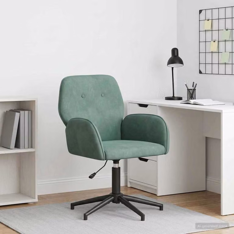 vidaXL Sedia da scrivania girevole Velluto 54 x 55 x 90 cm Verde Mare