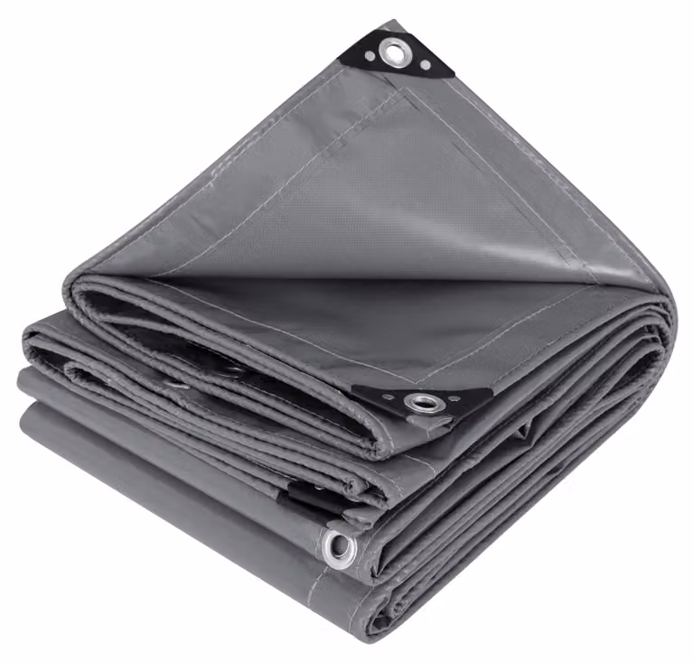 Telo in PVC - Vela parasole - Impermeabile - Rivestito in PVC - 4 x 6 metri - Grigio scuro - Adatto per giardino e campeggio