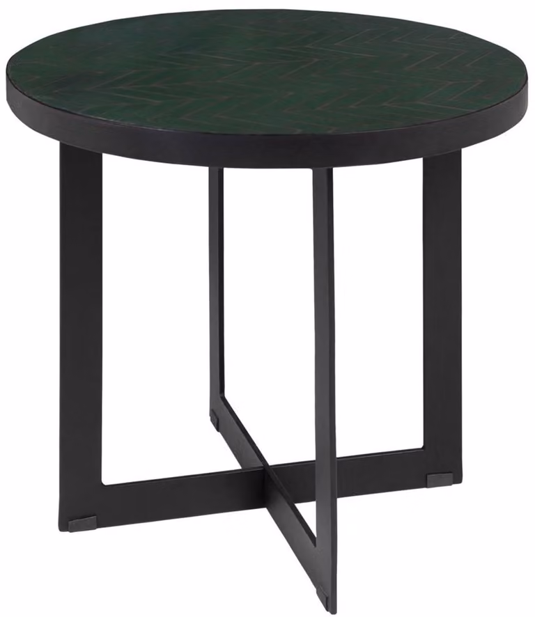 Casa Padrino tavolino verde/nero Ø 50 x h. 45 cm - Tavolo rotondo da salotto con piastrelle in Vetroceramica