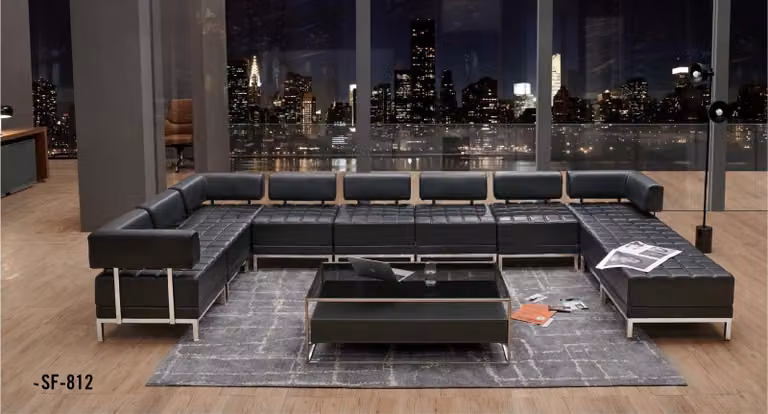 Kunstleder Ecksofa in Schwarz modern und bequem