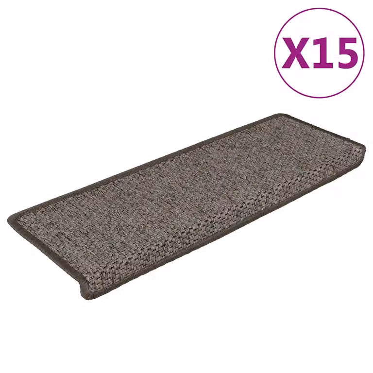 vidaXL Tappeti Autoadesivi Scale Sisal 15 pz 65x21x4 cm Grigio e Beige
