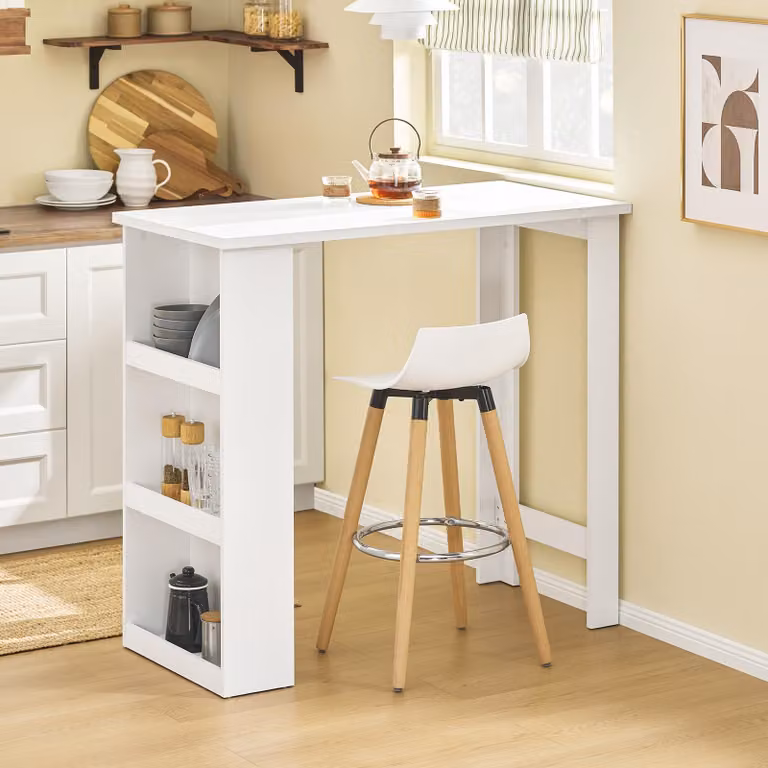 SoBuy Tavolo bar Spazio di stoccaggio Bianco Design moderno FWT17-II-W