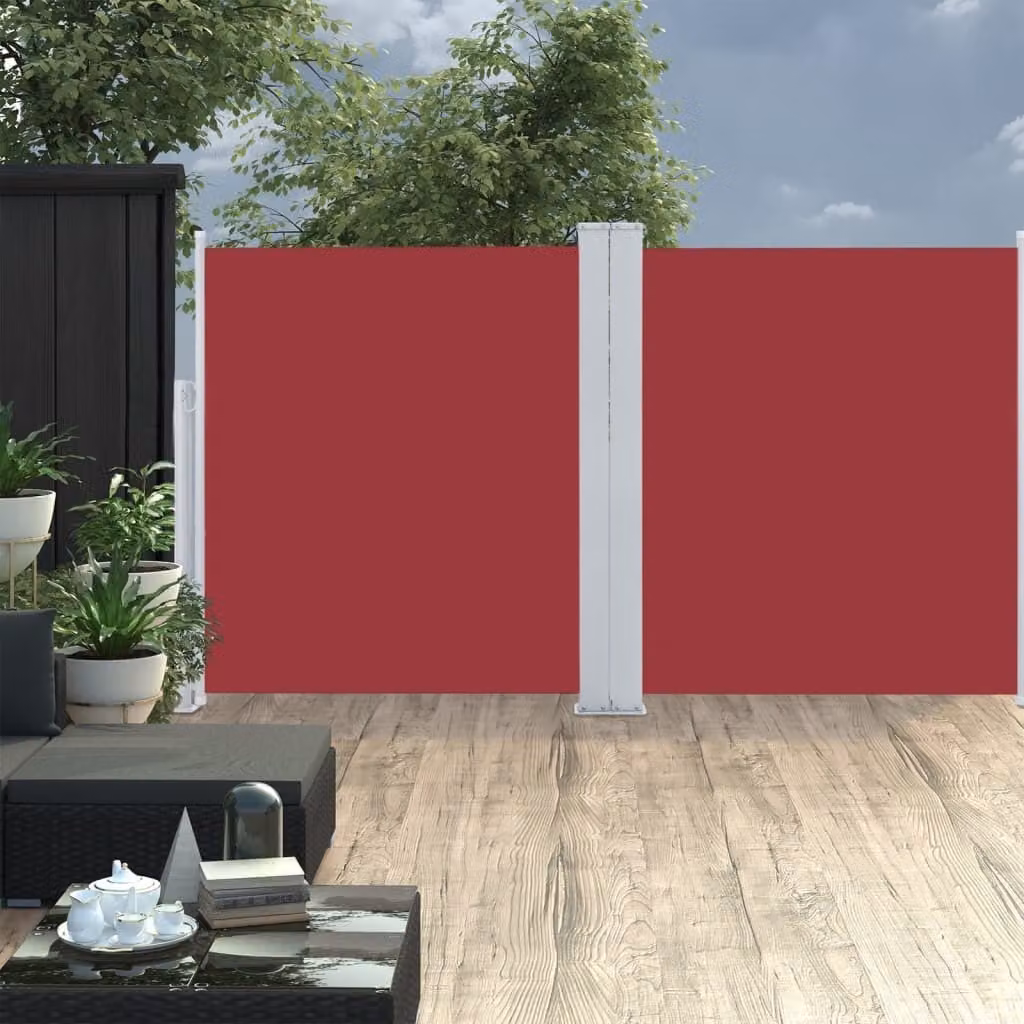The Living Store Tenda laterale estensibile 170 x 600 cm rosso