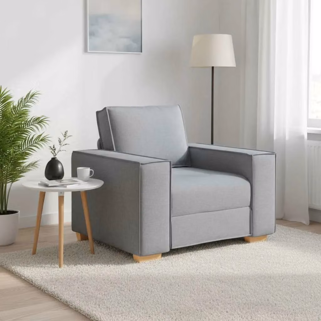Poltrona Divano vidaXL Grigio con Braccioli in Tessuto, L: 100 cm, P: 78 cm, H: 84 cm