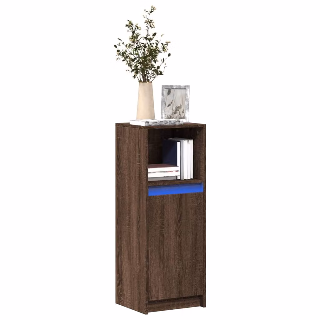 vidaXL Credenza Moderna con LED in Rovere Marrone, L/P/H: 38 x 34 x 100 cm