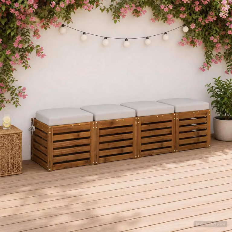 Set di 4 cuscini per sedile vidaXL SOEST in poliestere, colore bianco