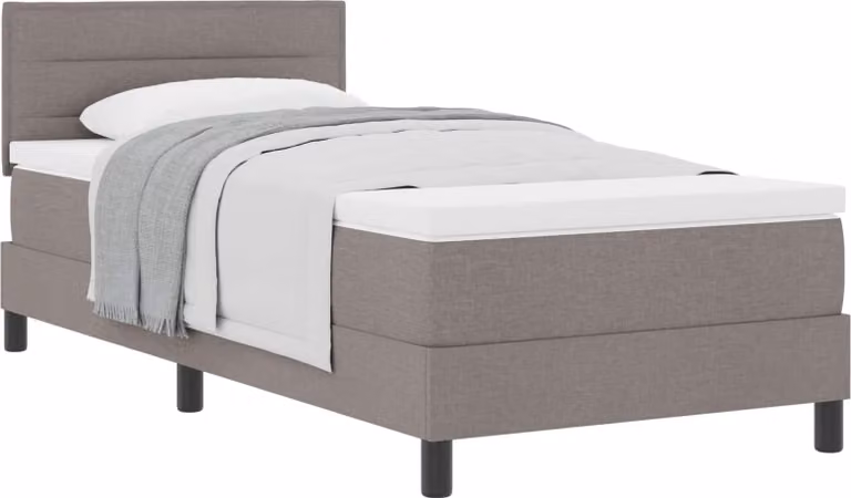 vidaXL Letto a molle insacchettate con testiera in tessuto taupe 100 x 200 cm