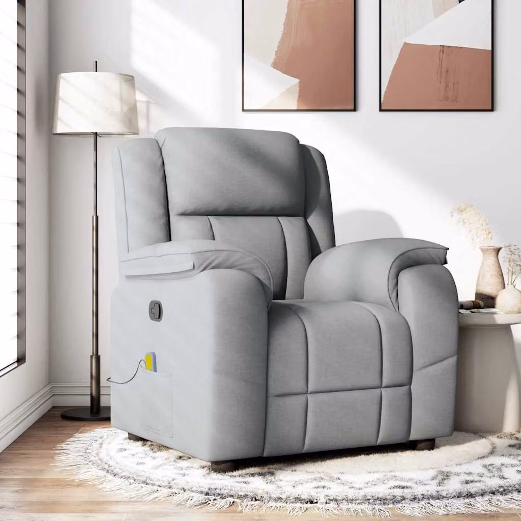 vidaXL Poltrona Reclinabile Relax Grigio con Braccioli in Tessuto
